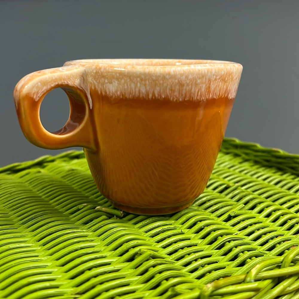 Hull Cup Creston Tangerine White Dripware Coffee Mug Teacup 70s Kitchen